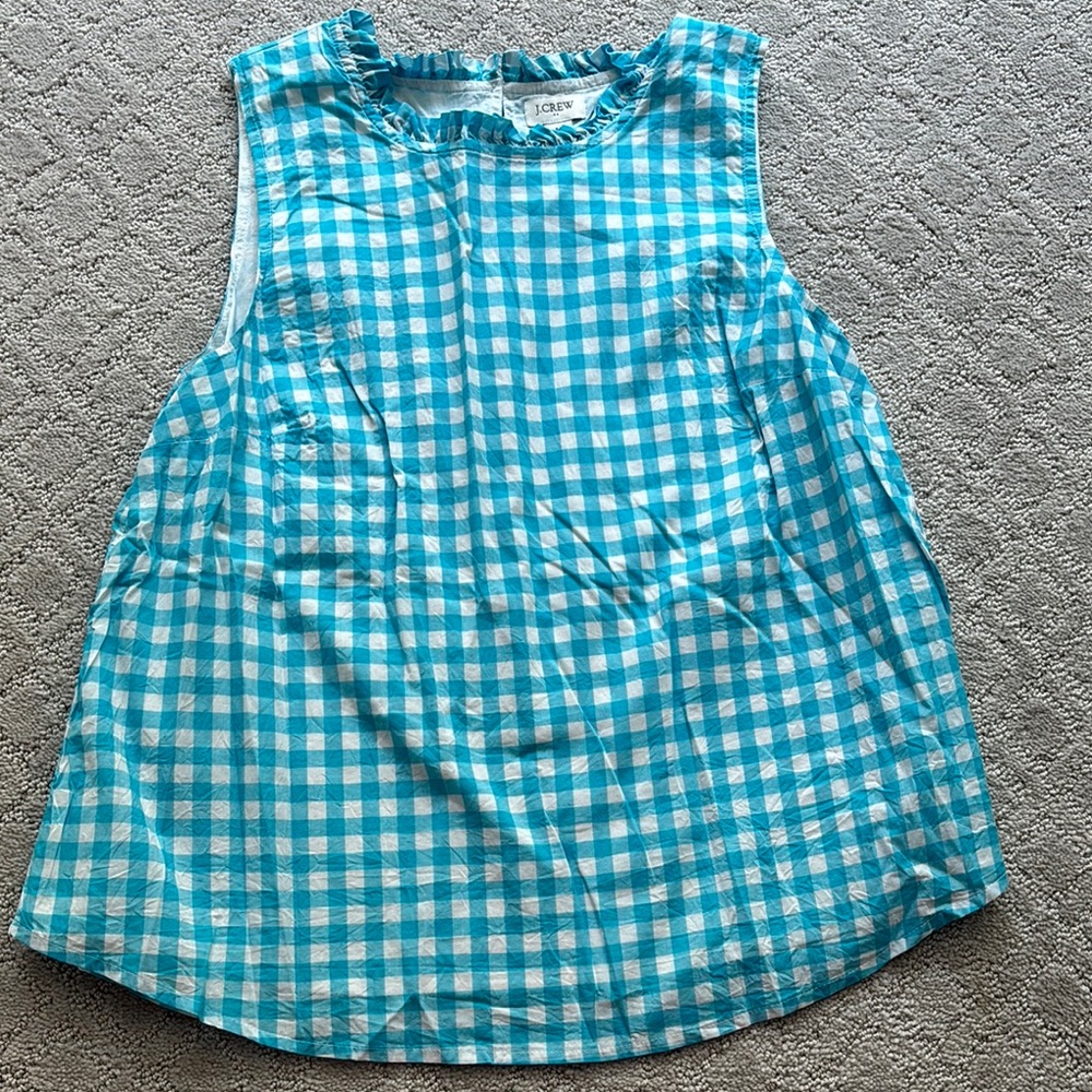 J. Crew Factory Blue Checkered Sleeveless Top
